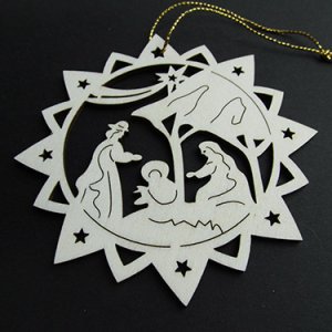 画像: 木製型抜きクリスマスオーナメント（Star with Holy Family）