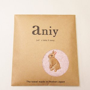 画像: 今治タオル刺繍ハンカチ aniy ウサギ ※返品不可商品